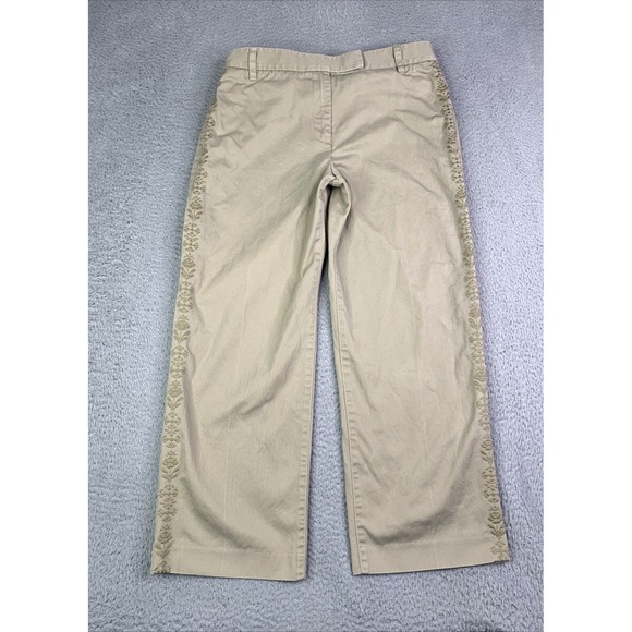 Denim - J Crew Chino Pants Womens Size 6  Embroidered Cropped Cotton Blend